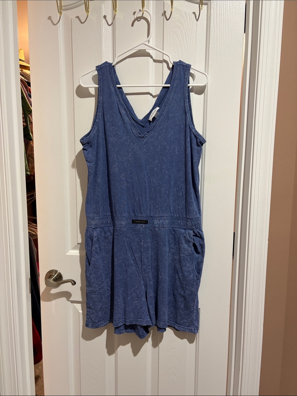 Calvin Klein Dusty Blue Sleeveless V-Neck Romper